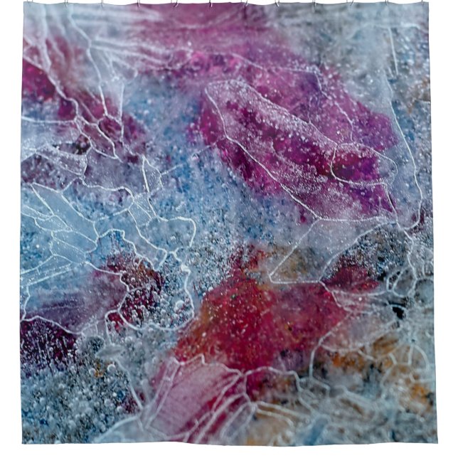 Cortina Para Box Pintura de abstrato azul e rosa (Frente)