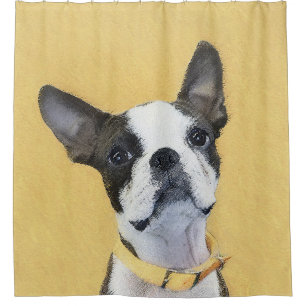 Cortina Para Box Pintura de Boston Terrier - Arte de Cachorro Origi