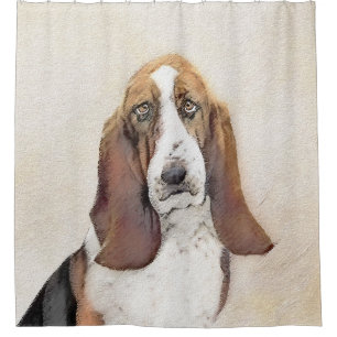 Cortina Para Box Pintura de Cachorro Basset - Arte de Cachorro Orig