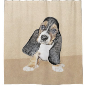 Cortina Para Box Pintura De Cachorro De Basset - Arte De Cão Origi