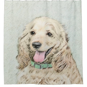 Cortina Para Box Pintura de Cocker Spaniel Buff - Arte de Cão Orig