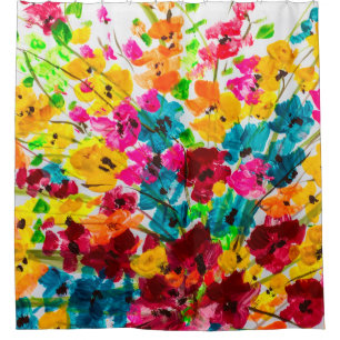 Cortina Para Box pintura de flores textura, pintura de flu brilhant