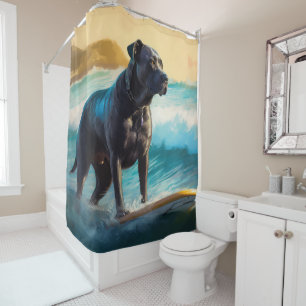 Cortina Para Box Pintura de Surfe na Praia do Cane Corso
