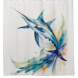 Cortina Para Box Pintura em aquarela de espadarte