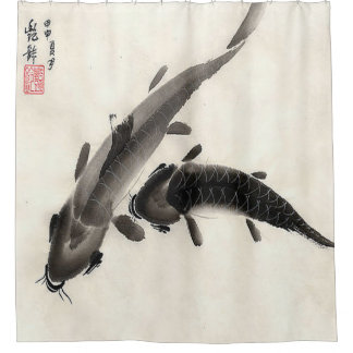 Cortina Para Box Pintura em Aquarela de Peixes Koi Japoneses