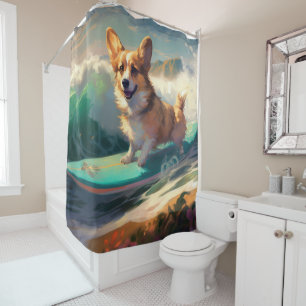 Cortina Para Box Pintura para surfar na praia de Corgi