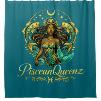 Cortina Para Box Piscean Queen Teal Shower Curtain