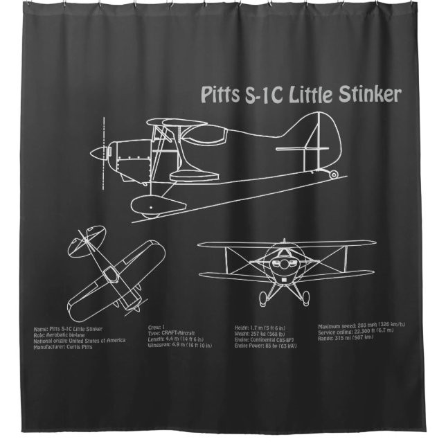 Cortina Para Box Pitts S-1C - Planos de Impressão de Avião (Frente)