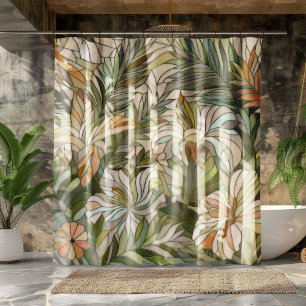 Cortina Para Box Plantas tropicais Arte Digital do Mosaico