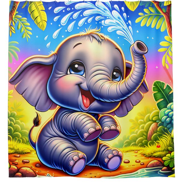 Cortina Para Box "Playful Elephant Splash" (Frente)
