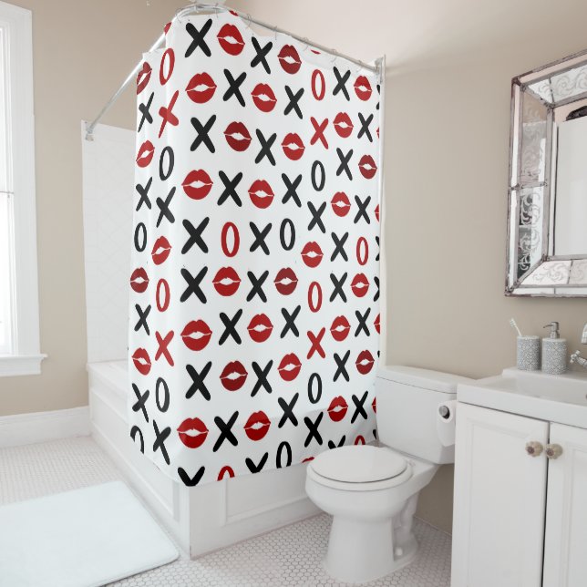 Cortina Para Box Playful XO & Red Lips Modern Love Pattern (In Situ)