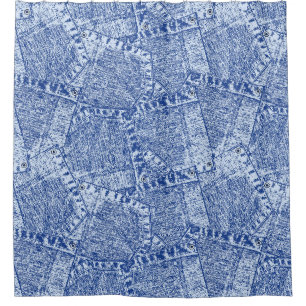 Cortina Para Box Pockets abstrato Denim - Padrão sem costura