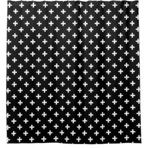Cortina Para Box Polka branca cruza a preto
