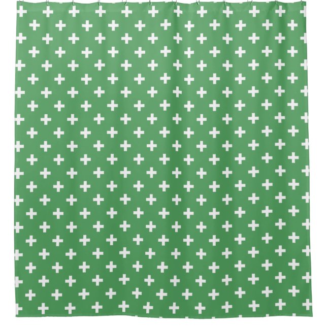 Cortina Para Box Polka branca cruza a verde (Frente)