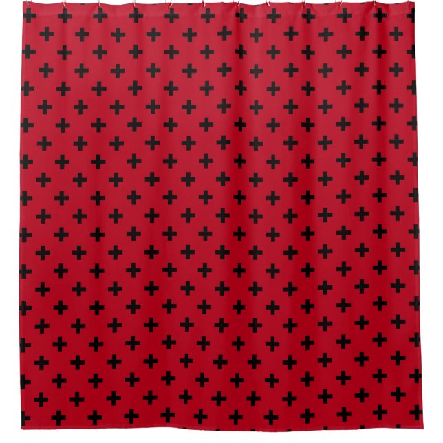 Cortina Para Box Polka preto cruza em vermelho (Frente)