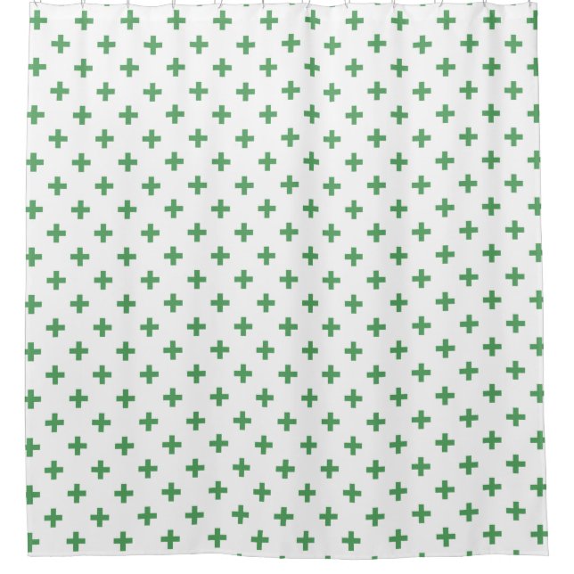 Cortina Para Box Polka verde cruza em branco (Frente)