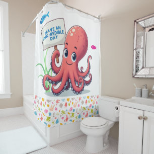 Cortina Para Box Polvo de desenho animado com peixe