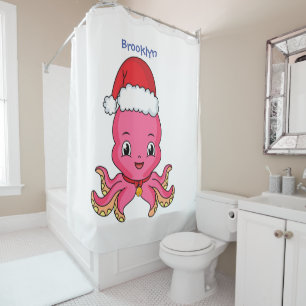 Cortina Para Box Polvo feliz bonito vestindo o desenho do chapéu d