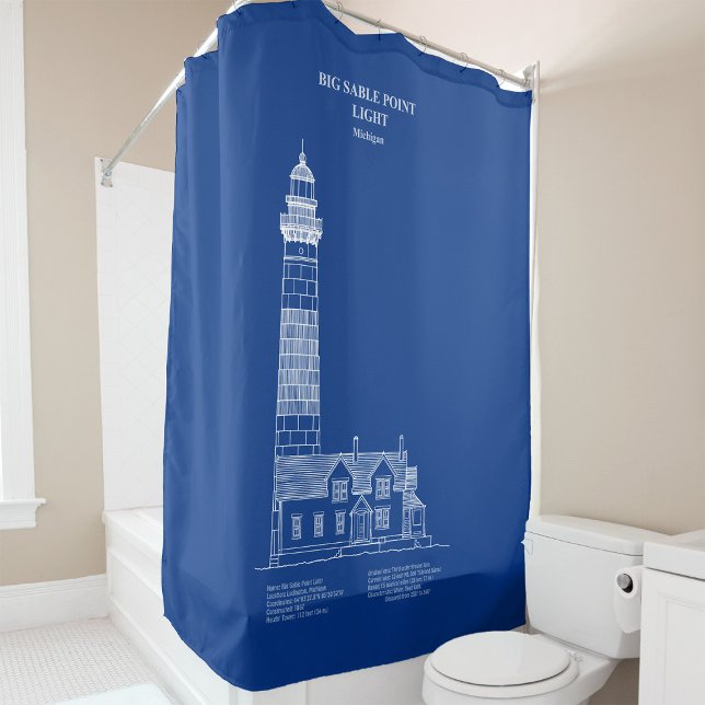 Cortina Para Box Ponto do Grande Sable - Michigan – DC (Big Sable Point Lighthouse - Michigan – AD. Shower Curtain)