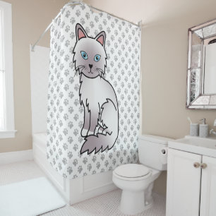 Cortina Para Box Ponto Lilac Birman / Ragdoll Cat & Paws