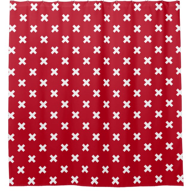Cortina Para Box Pontos de cruz brancos em vermelho (Frente)