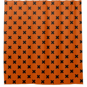 Cortina Para Box Pontos de cruz pretos em laranja