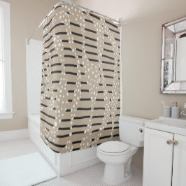 Cortina Para Box Pontos e tiras 2 - Alças, Pretas e Brancos