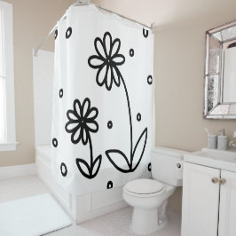 Cortina Para Box Pontos e Visitas 2 - Preto e Branco