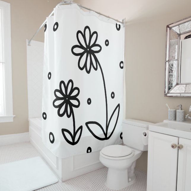 Cortina Para Box Pontos e Visitas 2 - Preto e Branco (In Situ)