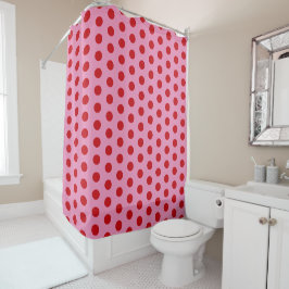 Cortina Para Box Pontos Vermelhos Polka em Rosa