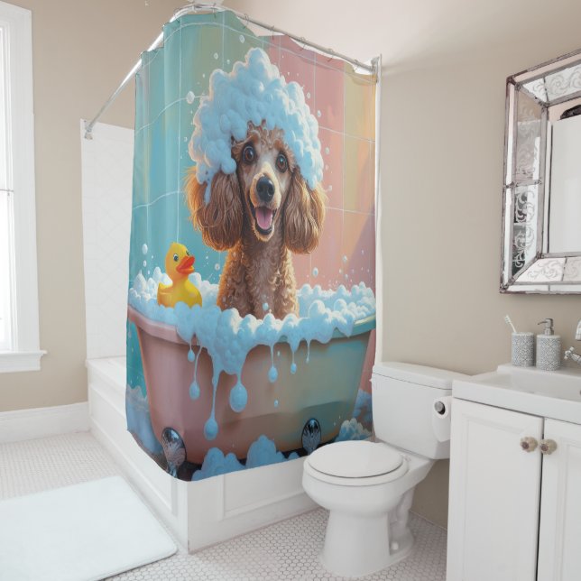 Cortina Para Box Poodle Desgrenhado Sonolento Fofo Engraçado (In Situ)
