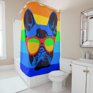 Cortina Para Box Pop de Arte Colorida Buldogue Francês