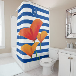 Cortina Para Box Poppy Blue Stripes Monograma