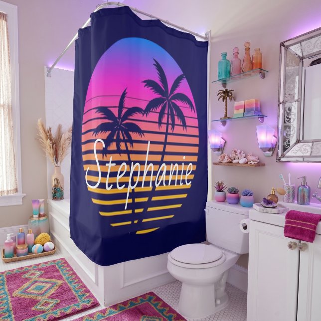 Cortina Para Box Pôr do sol retrô Personalizado   (Criador carregado)