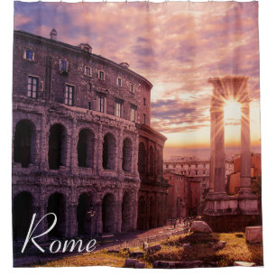Cortina Para Box Pôr do sol sobre Roma Coliseu em Roma