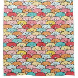 Cortina Para Box Porcos Coloridos Engraçados E Bons Padrões