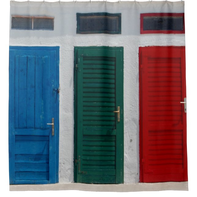 Cortina Para Box Portas do vermelho do verde azul (Frente)