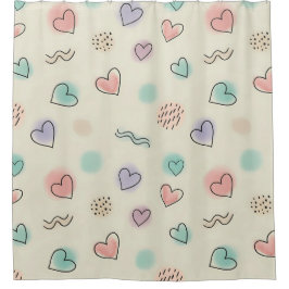 Cortina Para Box Portas Reproduzíveis de Corações, Pontos e Linhas 