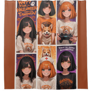 Cortina Para Box Poster de Halloween da Garota Gamer de Anime