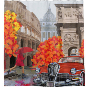 Cortina Para Box Poster vintage de Roma ensopado