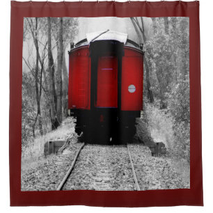 Cortina Para Box Pouco Caboose vermelho do trem