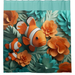 Cortina Para Box Praia do Oceano de Peixes Tropicais