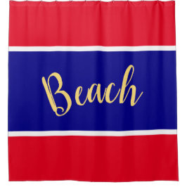 Cortina Para Box PRAIA Listras Coloridas Azul Real Vermelho Brilhan
