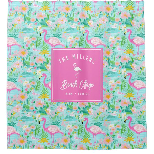 Cortina Para Box Preppy Summer Flamingo | Beach House (Frente)