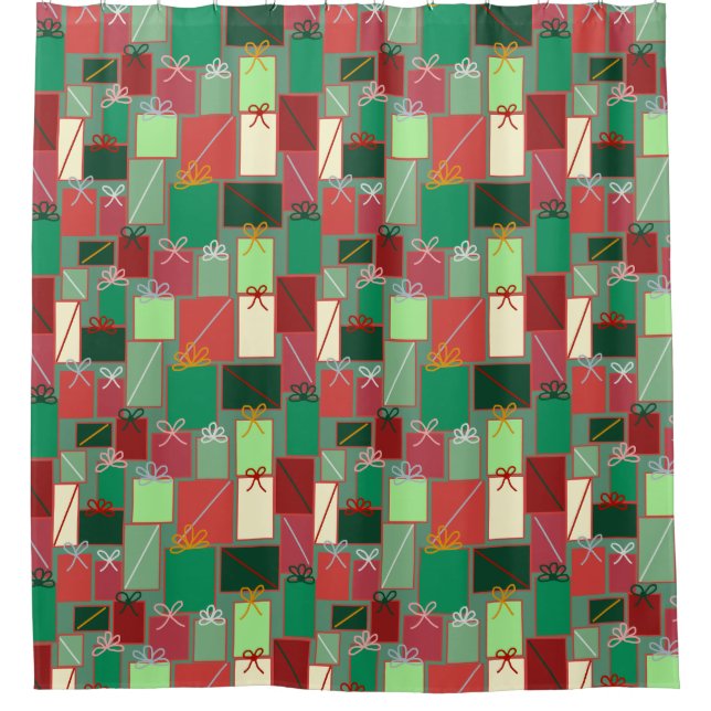 Cortina Para Box Presentes de Natal com fitas e Arcos (Frente)