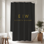Cortina Para Box Preto Clássico Dourado Mínimo Branco Preto<br><div class="desc">Elevem a decoração da casa de banho com a nossa Cortina de Chá Monograma Moderna e Elegante Clássica e Minimalista. Meticulosamente projetada, esta cortina de chá combina perfeitamente a sofisticação do eterno com o minimalismo contemporâneo, transformando seu banheiro em um santuário na moda. Feito com precisão e atenção aos detalhes,...</div>