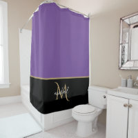 Preto | Roxo & Monograma Dourado Luxo Elegante