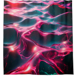 Cortina Para Box "Príbulas dinâmicas de água rosa e azul"