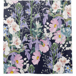 Cortina Para Box Primavera Wildflower: Dark Blue Vintage.