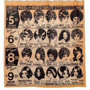 Cortina Para Box propaganda da peruca do princípio dos anos 70